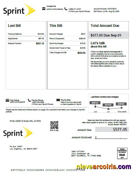 USA Sprint utility bill, version 3
